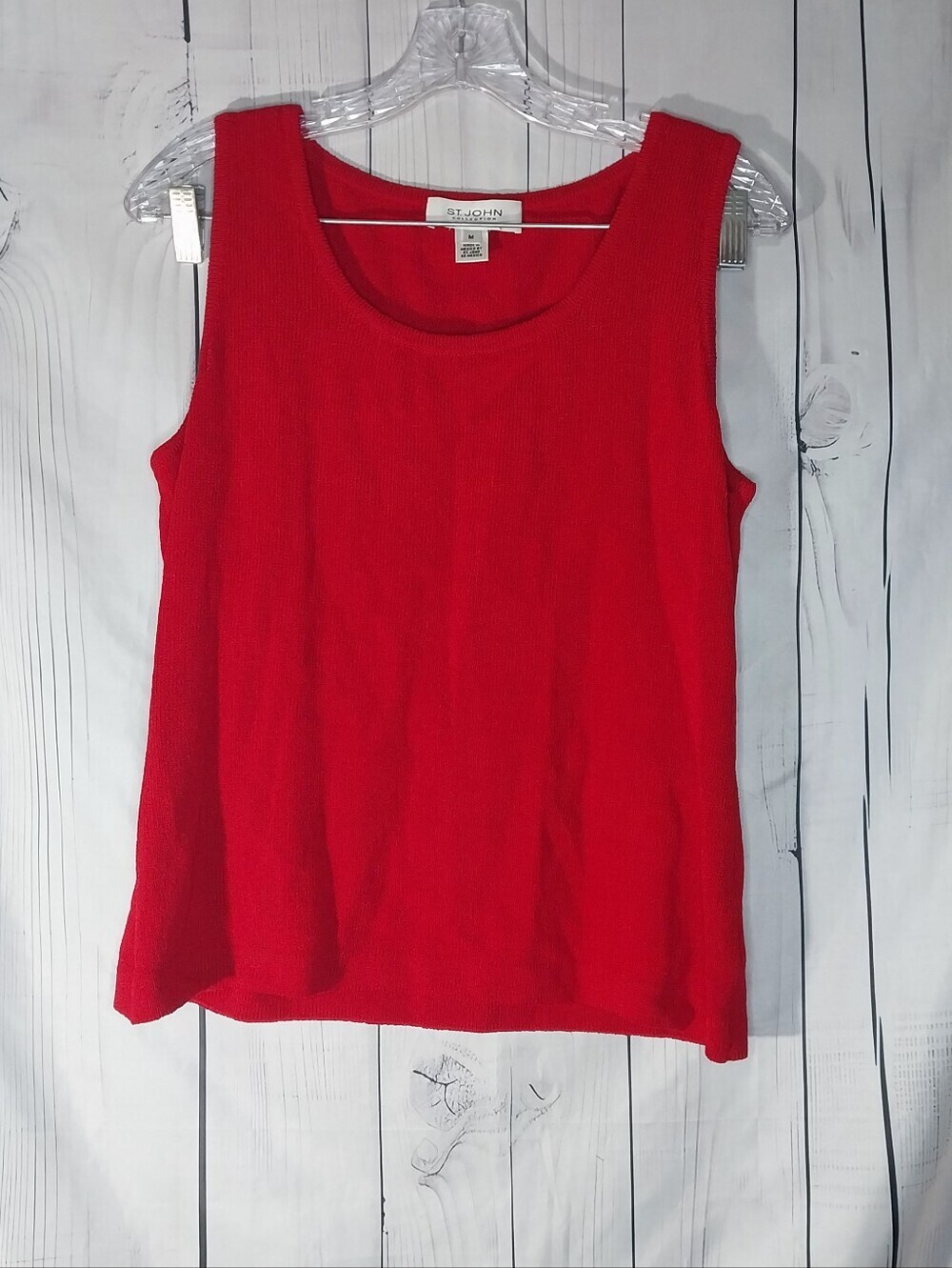 St John Collection Red Knit Classic Preppy GrandmaCore Sleeveless Top